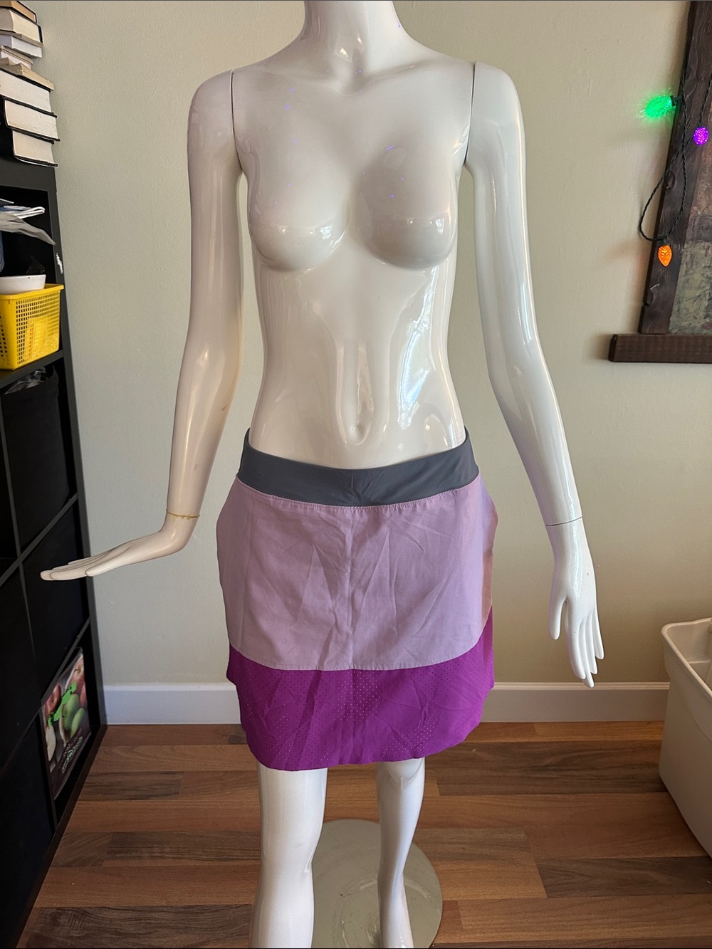 Skechers Two-Tone Lavender and Magenta Mini Tennis Skirt with Gray Waistband
